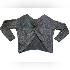 4SI3NNA Metallic Coated Grey Twist Back Sweater